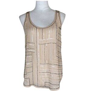 Guess Vintage Sleeveless Sequin Scoop Neck Nude Tank Top Small
